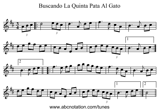 Buscando La Quinta Pata Al Gato - staff notation