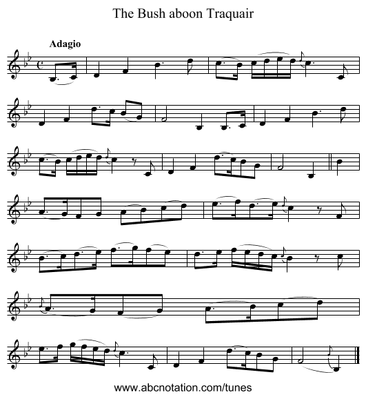 Bush aboon Traquair, The - staff notation