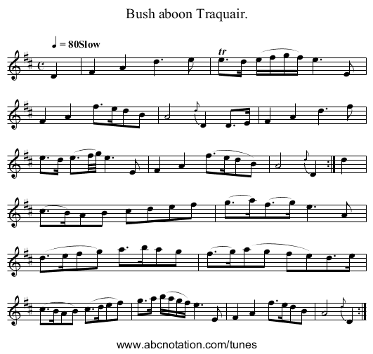 Bush aboon Traquair. - staff notation