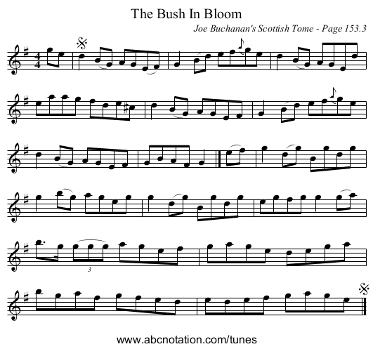 Bush In Bloom, The - staff notation