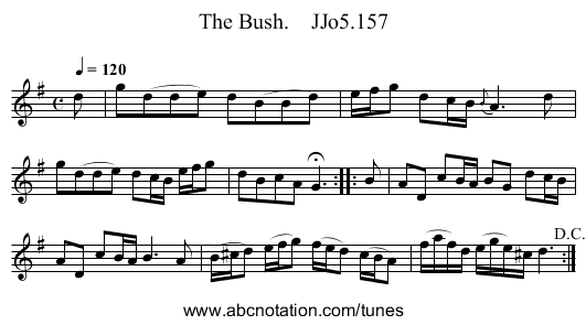 Bush.    JJo5.157, The - staff notation