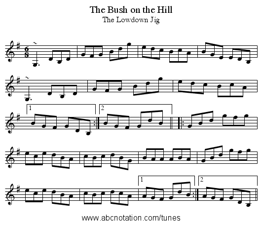 Bush on the Hill, The - staff notation