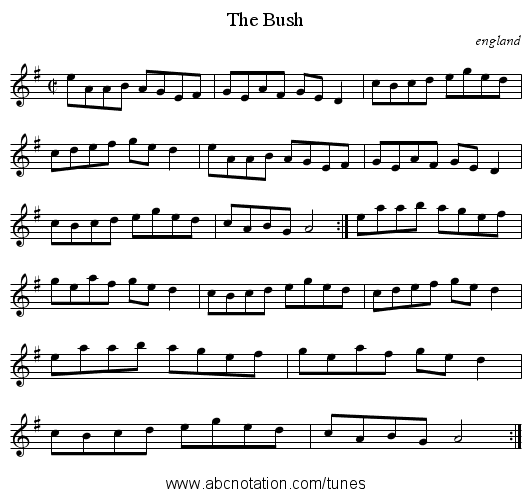 Bush, The - staff notation