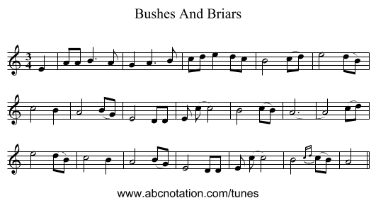 Bushes And Briars - staff notation