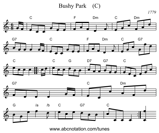 Bushy Park    (C) - staff notation