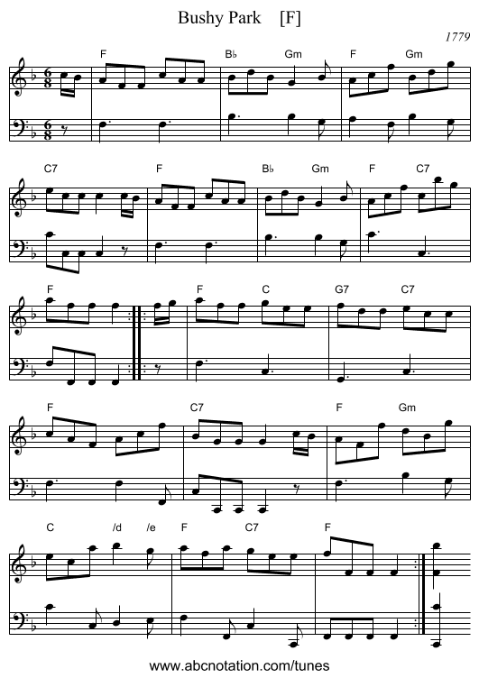 Bushy Park    [F] - staff notation