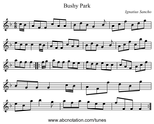 Bushy Park - staff notation