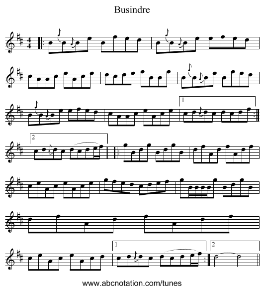 Busindre - staff notation