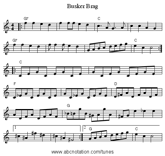 Busker Brag - staff notation