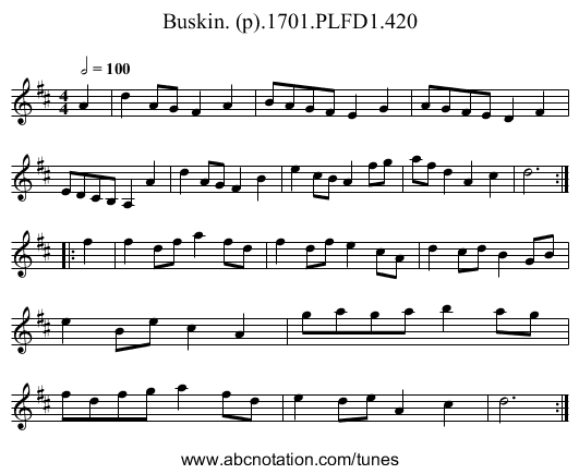 Buskin. (p).1701.PLFD1.420 - staff notation
