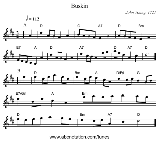 Buskin - staff notation