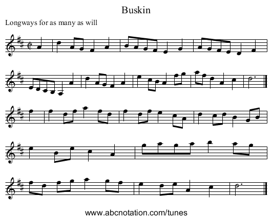 Buskin - staff notation