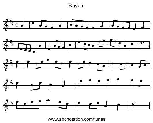 Buskin - staff notation