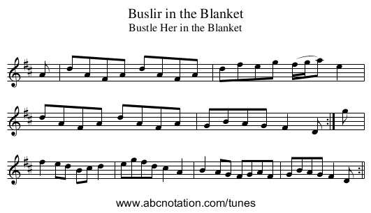 Buslir in the Blanket - staff notation