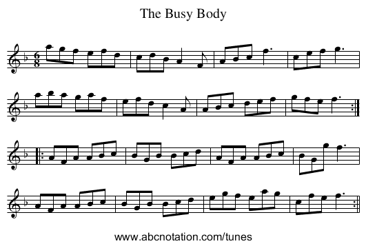 Busy Body, The - staff notation