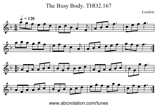 Busy Body. THO2.167, The - staff notation