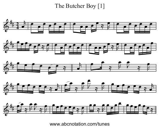 Butcher Boy [1], The - staff notation