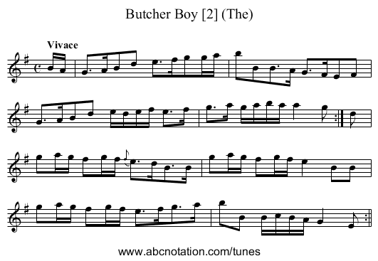 Butcher Boy [2] (The) - staff notation