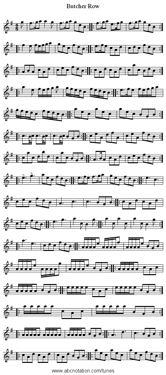 Butcher Row - staff notation