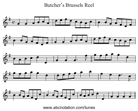 Butcher’s Brussels Reel - staff notation