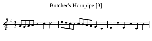 Butcher's Hornpipe [3] - staff notation