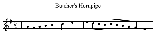 Butcher's Hornpipe - staff notation