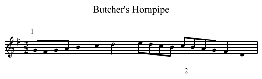 Butcher's Hornpipe - staff notation