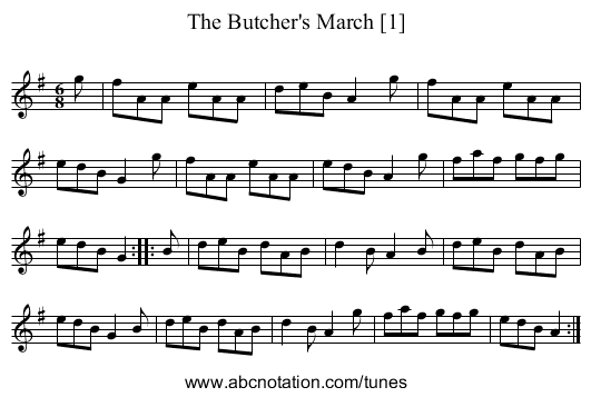 Butcher's March [1], The - staff notation