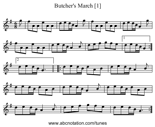 Butcher's March [1] - staff notation