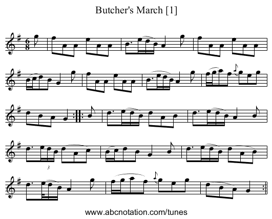 Butcher's March [1] - staff notation