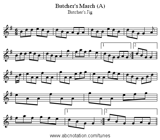 Butcher's March (A) - staff notation
