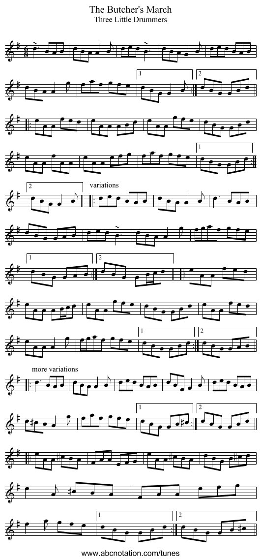Butcher's March, The - staff notation
