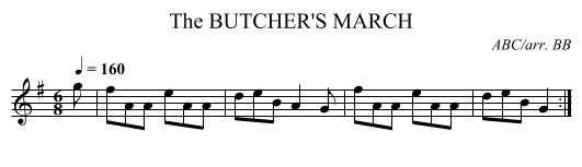 BUTCHER'S MARCH, The - staff notation