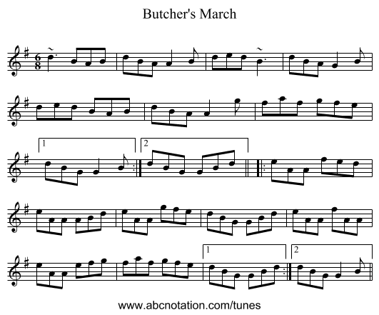 Butcher's March - staff notation