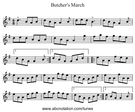 Butcher's March - staff notation
