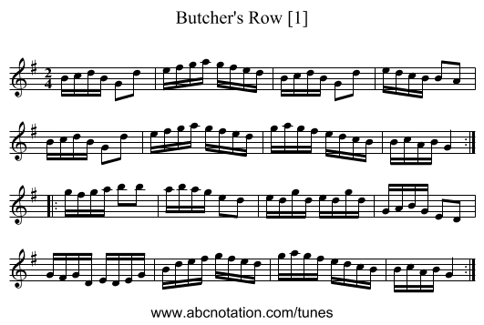 Butcher's Row [1] - staff notation