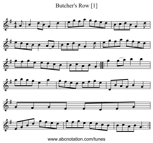 Butcher's Row [1] - staff notation