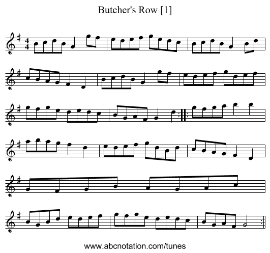 Butcher's Row [1] - staff notation