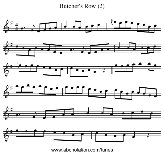 Butcher's Row (2) - staff notation