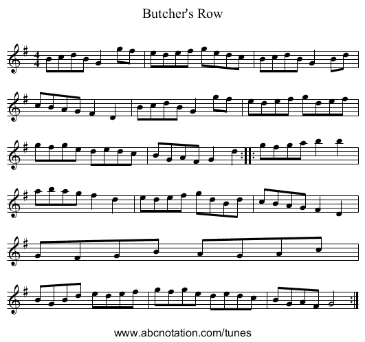 Butcher's Row - staff notation