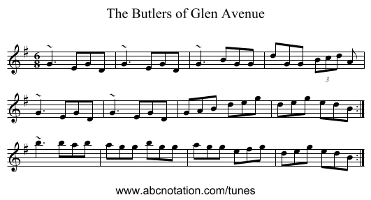 Butlers of Glen Avenue, The - staff notation