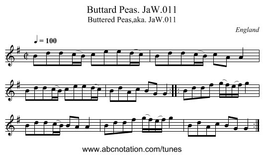 Buttard Peas. JaW.011 - staff notation