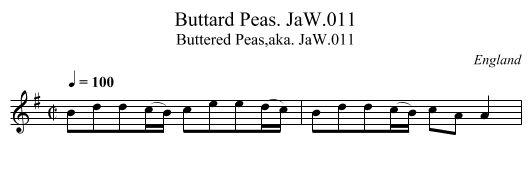 Buttard Peas. JaW.011 - staff notation