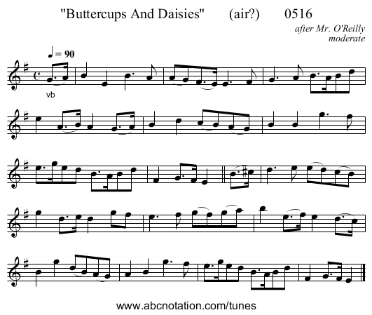 Buttercups And Daisies       (air?)       0516 - staff notation