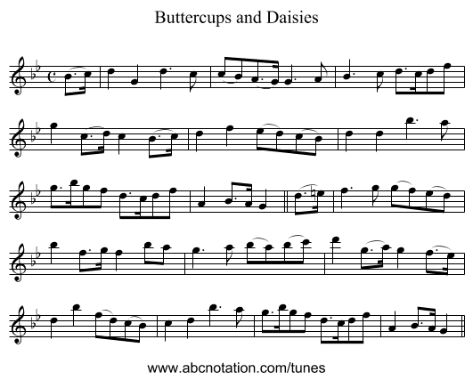 Buttercups and Daisies - staff notation