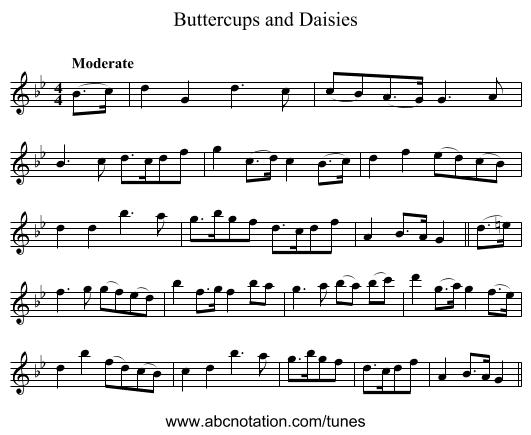 Buttercups and Daisies - staff notation