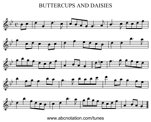 BUTTERCUPS AND DAISIES - staff notation