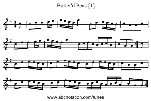 Butter'd Peas [1] - staff notation