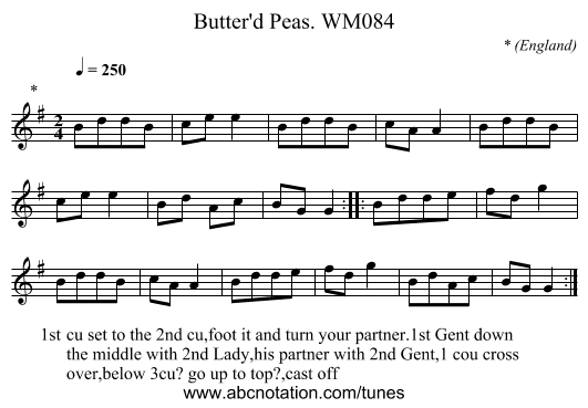 Butter'd Peas. WM084 - staff notation