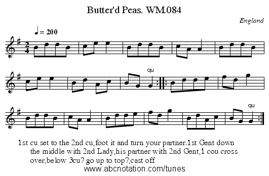 Butter'd Peas. WM.084 - staff notation